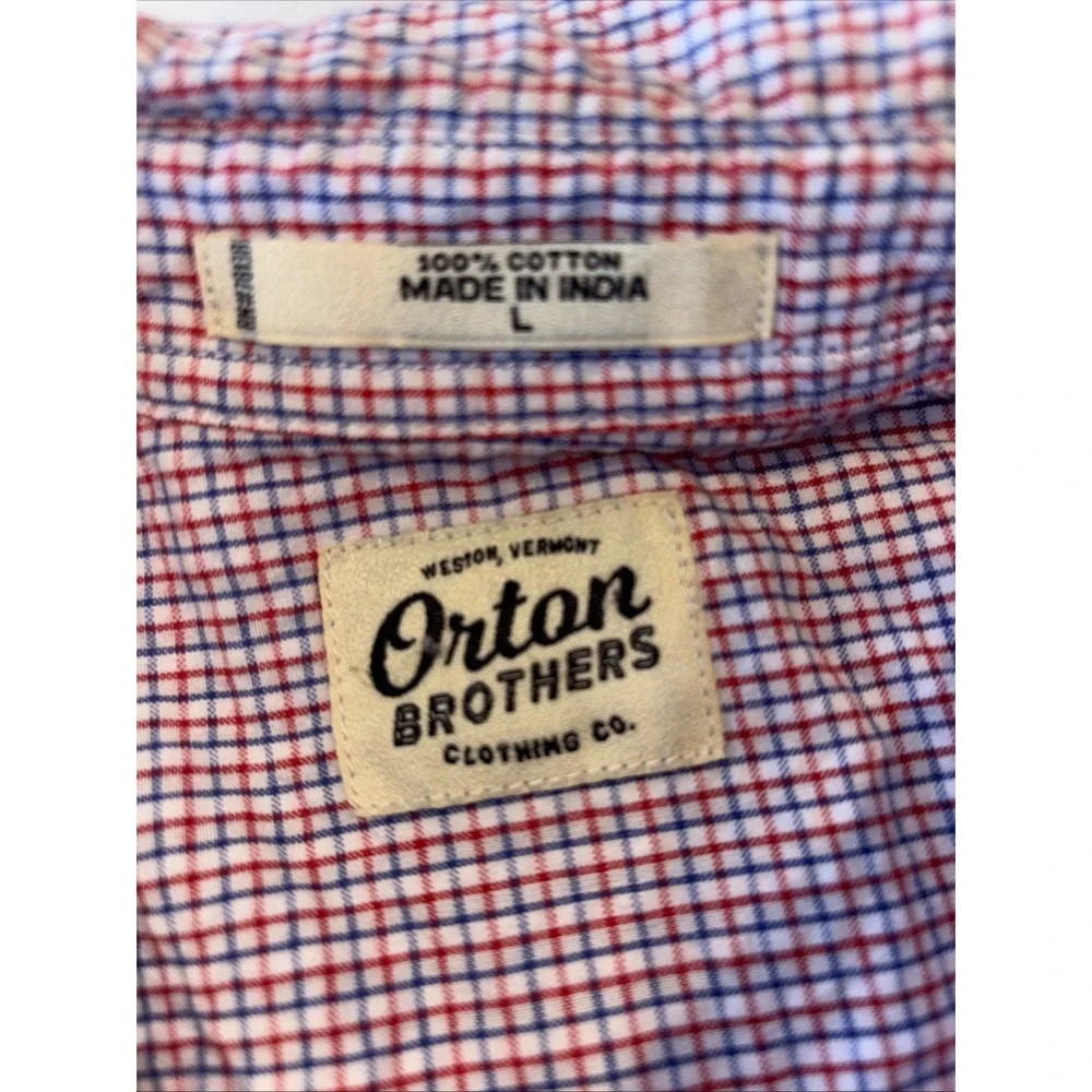 Orton Brothers Vermont Shirt Men's L Navy Plaid Long Sleeve Button‎ Down Casual